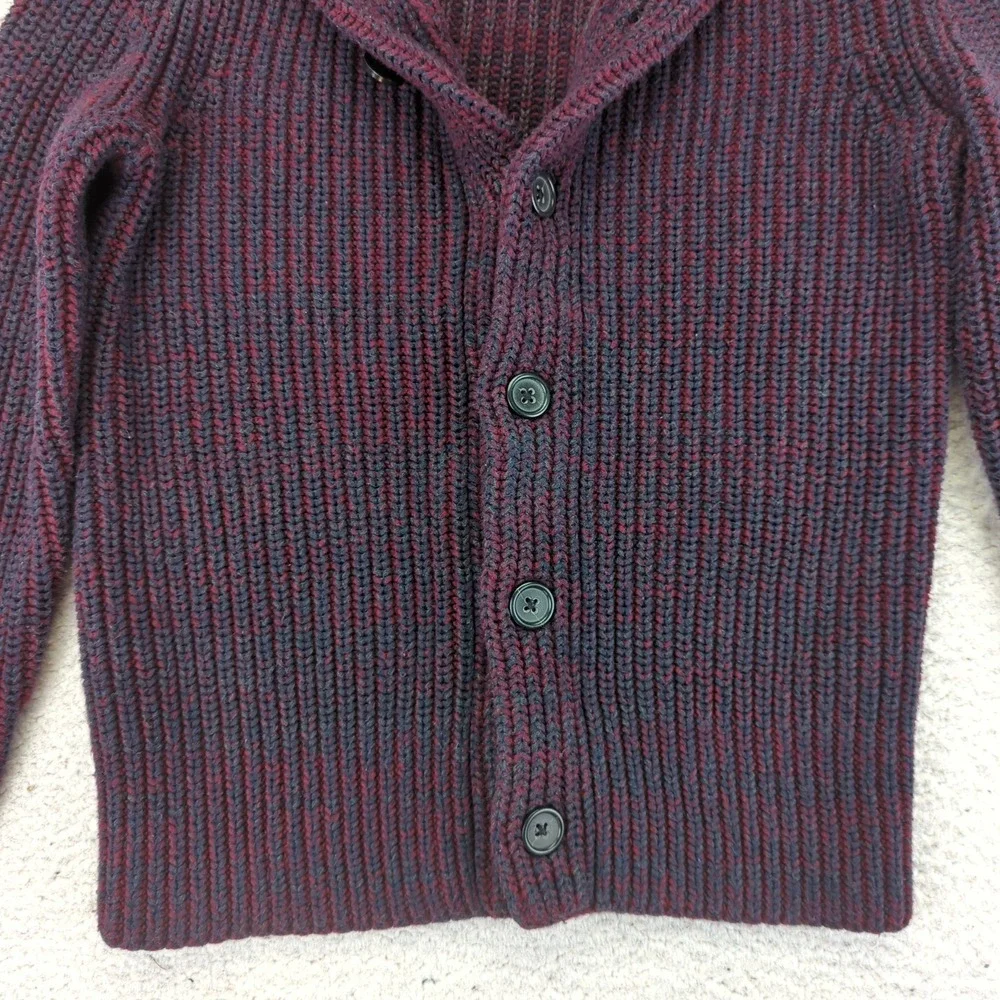 Banana Republic Shawl‎ Collar Cardigan Sweater Burgundy Navy Marl Knit Men Small
